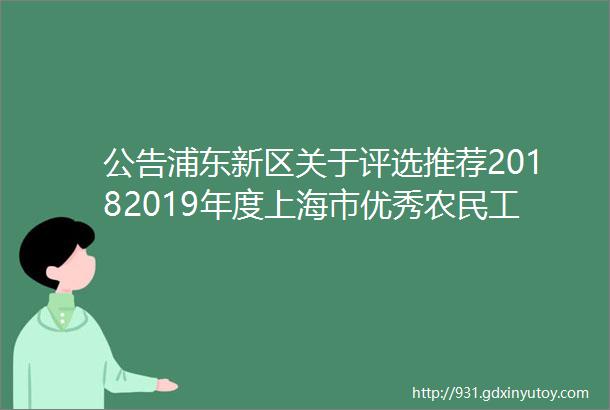公告浦东新区关于评选推荐20182019年度上海市优秀农民工农民工先进个人的实施意见